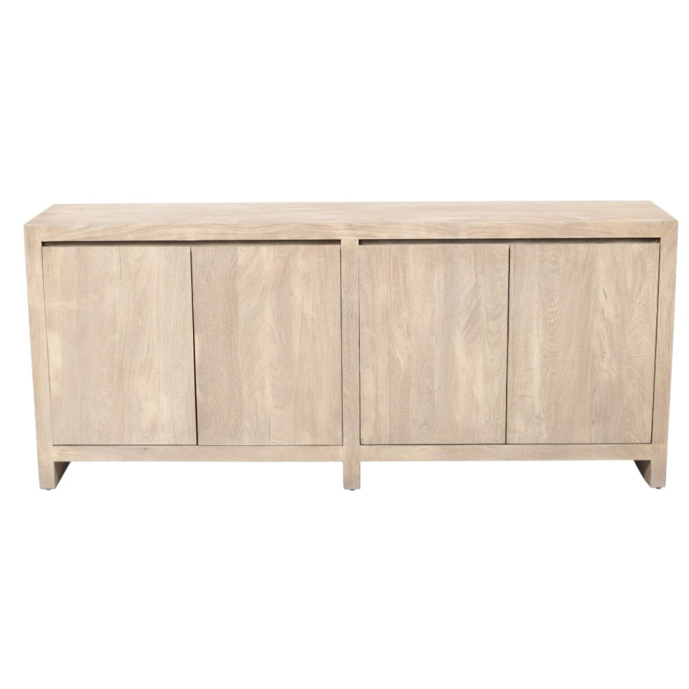 84" Ivory Distressed Reclaimed Wood Sideboard With Four Doors