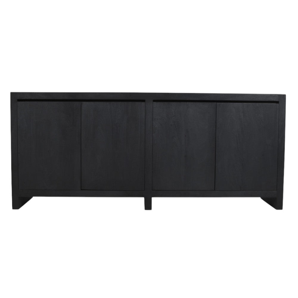 84" Graphite Distressed Reclaimed Wood Sideboard With Four Doors