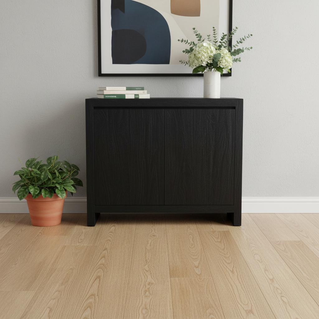 42" Graphite Distressed Reclaimed Wood Sideboard With Two Doors
