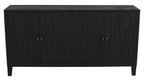 69" Graphite Distressed Reclaimed Wood Carved Geometric Sideboard With Four Doors