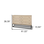 61" Beige Distressed Wood Six Drawer Sideboard