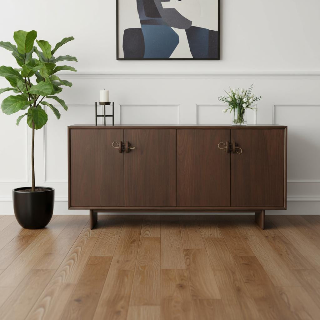 71" Brown Sideboard Soft Close with Four Doors