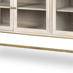 70" Gold And White Solid Wood Sideboard Soft Close with Four Glass Doors