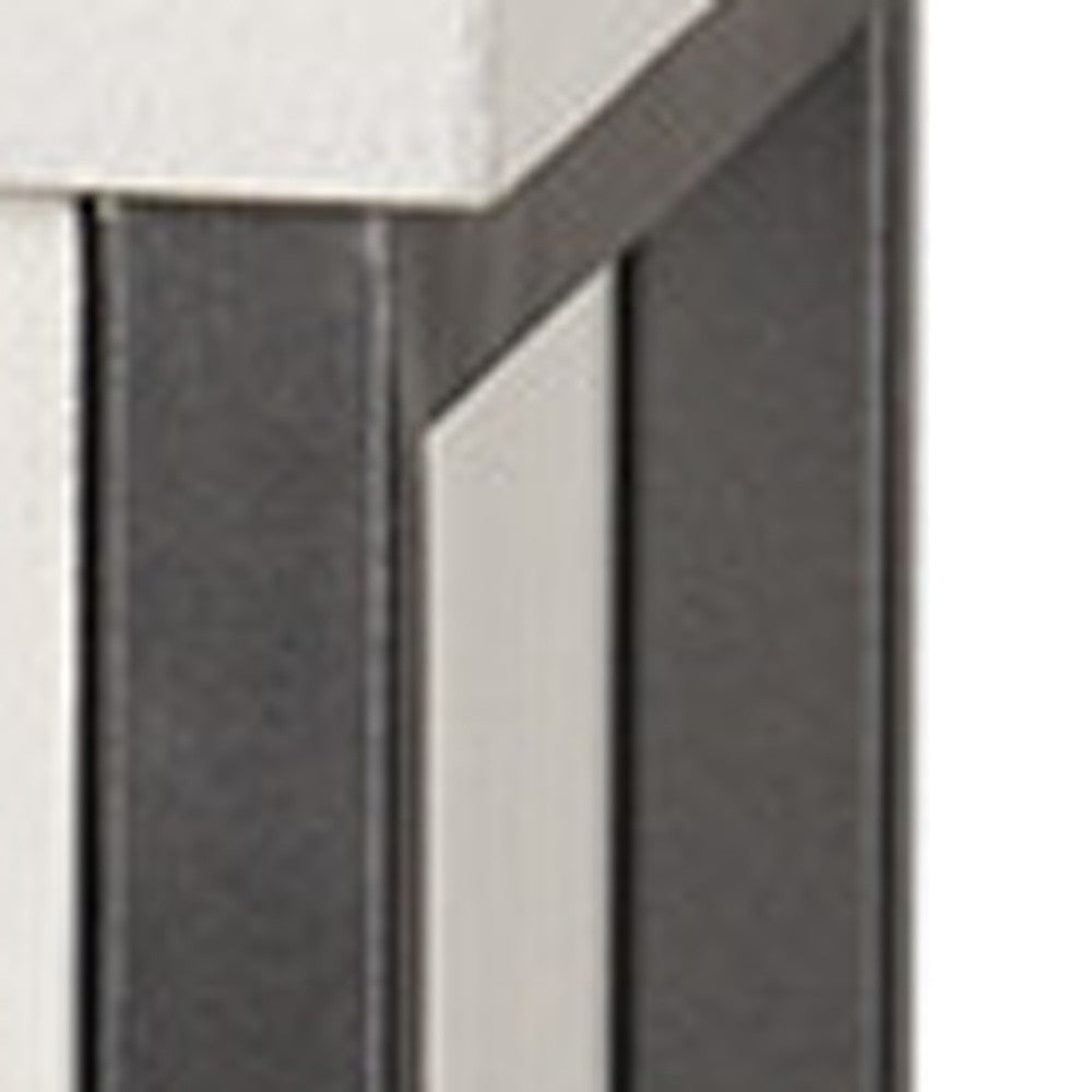 63" Gray And White Wood Carved Geometric Six Drawer Sideboard