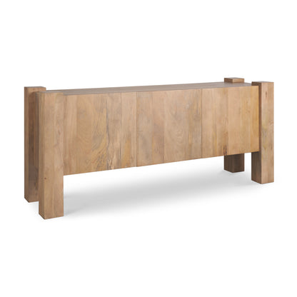 75" Light Brown Solid Wood Sideboard Soft Close with Three Doors