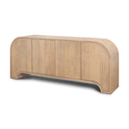 72" Brown Solid Wood Sideboard Soft Close with Four Doors