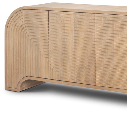72" Brown Solid Wood Sideboard Soft Close with Four Doors
