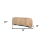 72" Brown Solid Wood Sideboard Soft Close with Four Doors