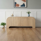 72" Brown Solid Wood Sideboard Soft Close with Four Doors