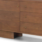 76" Brown Solid Wood Three Drawer Sideboard Soft Close with Two Doors