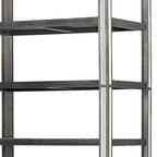 32" Dark Brown Solid Wood and Mirrored Glass Four Tier Bookcase with Three Drawers