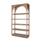 47" Brown Arched Solid Wood Five Tier Bookcase