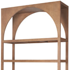47" Brown Arched Solid Wood Five Tier Bookcase