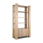 42" Natural Solid Wood Four Tier Bookcase with Two Doors