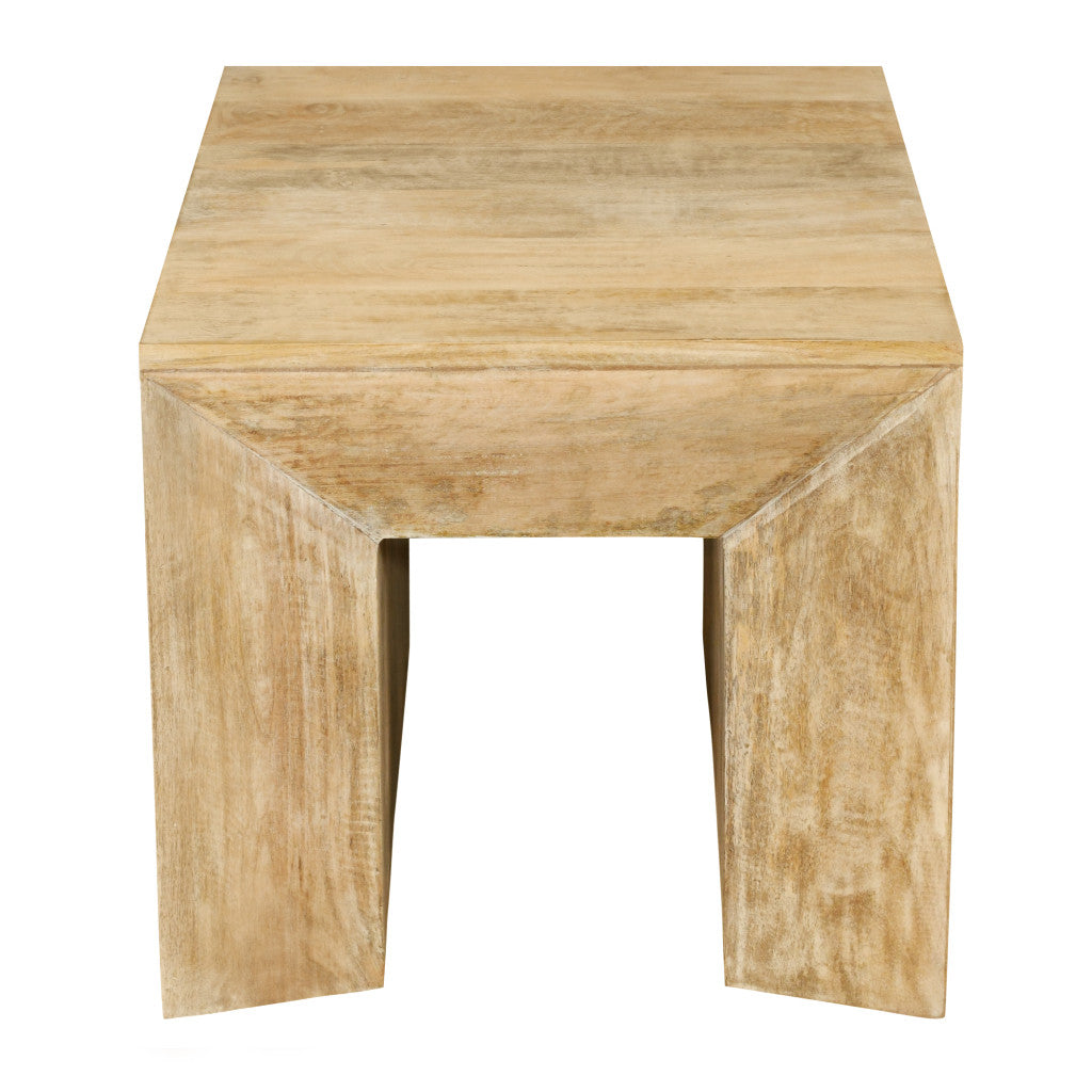 20" Natural Distressed Solid Wood Square Sled End Table