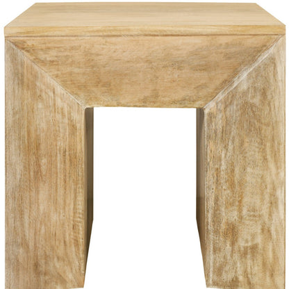 20" Natural Distressed Solid Wood Square Sled End Table