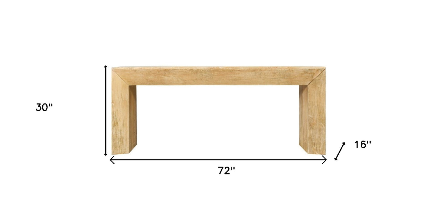 72" Natural Solid Wood Distressed Sled Console Table