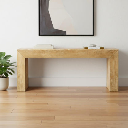 72" Natural Solid Wood Distressed Sled Console Table