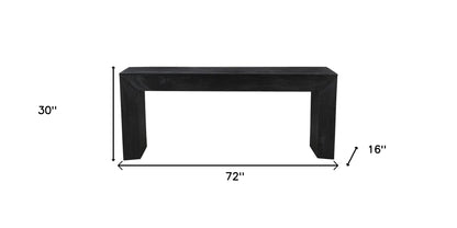 72" Charcoal Solid Wood Distressed Sled Console Table