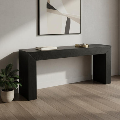 72" Charcoal Solid Wood Distressed Sled Console Table