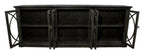 113" Black Distressed Solid Wood Sideboard with Six Glass Doors