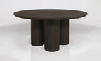 Seven Piece Dark Brown Round Solid Wood Dining Set with Six Chairs
