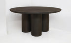 Seven Piece Dark Brown Round Solid Wood Dining Set with Six Chairs
