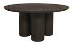Seven Piece Dark Brown Round Solid Wood Dining Set with Six Chairs