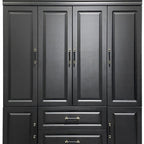 71" Black Wood Six Door Two Drawer Combo Dresser