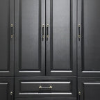 71" Black Wood Six Door Two Drawer Combo Dresser