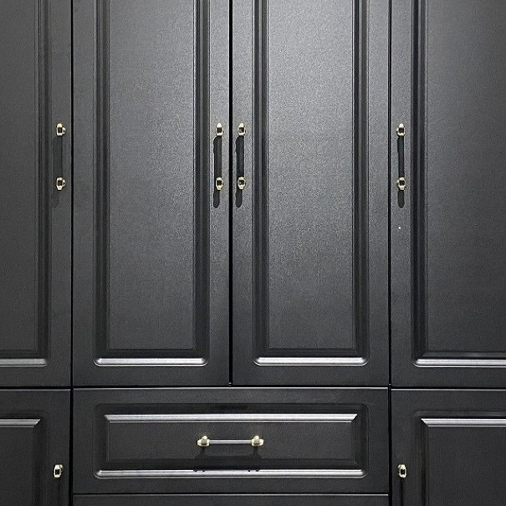 71" Black Wood Six Door Two Drawer Combo Dresser