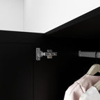 71" Black Wood Mirrored Two Door Combo Dresser