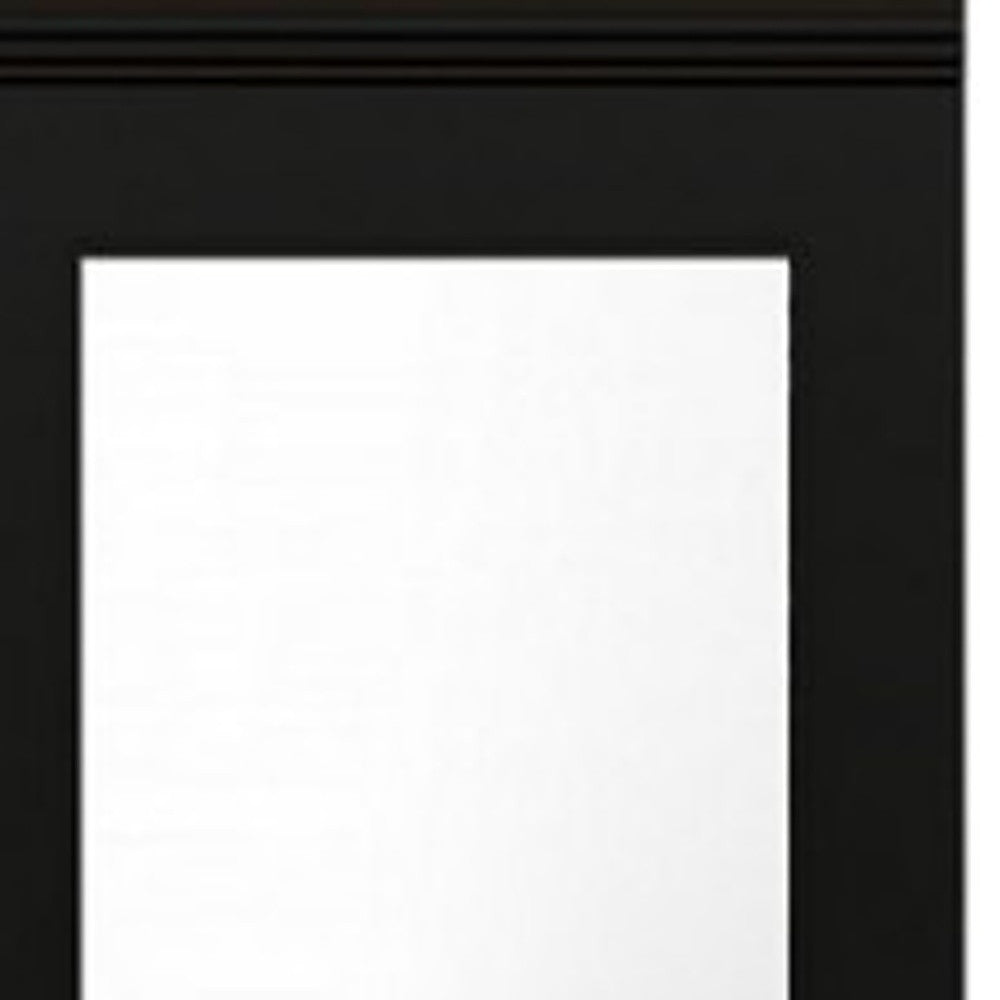 71" Black Wood Mirrored Two Door Combo Dresser