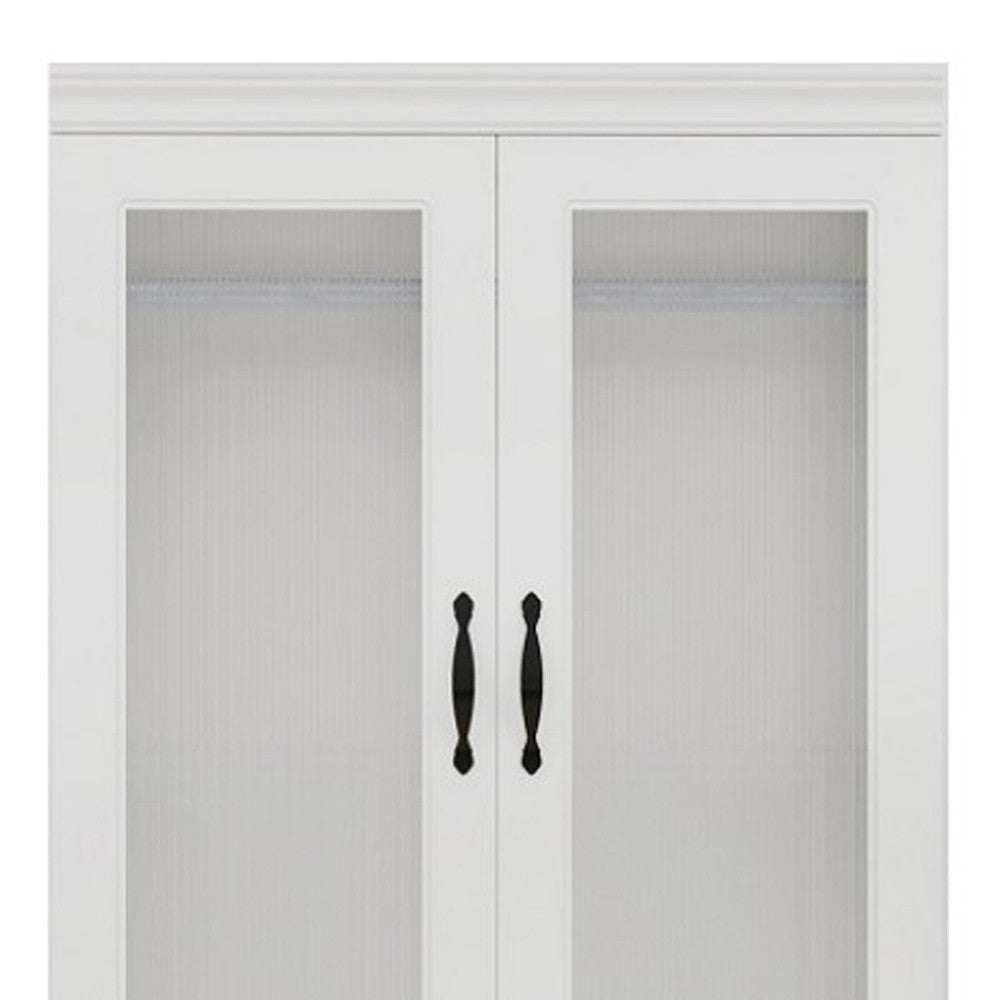 71" White Wood Two Door Two Drawer Combo Dresser