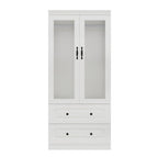71" White Wood Two Door Two Drawer Combo Dresser