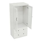 71" White Wood Two Door Two Drawer Combo Dresser