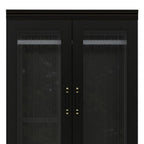 71" Black Wood Two Door Two Drawer Combo Dresser