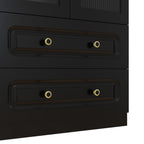71" Black Wood Two Door Two Drawer Combo Dresser