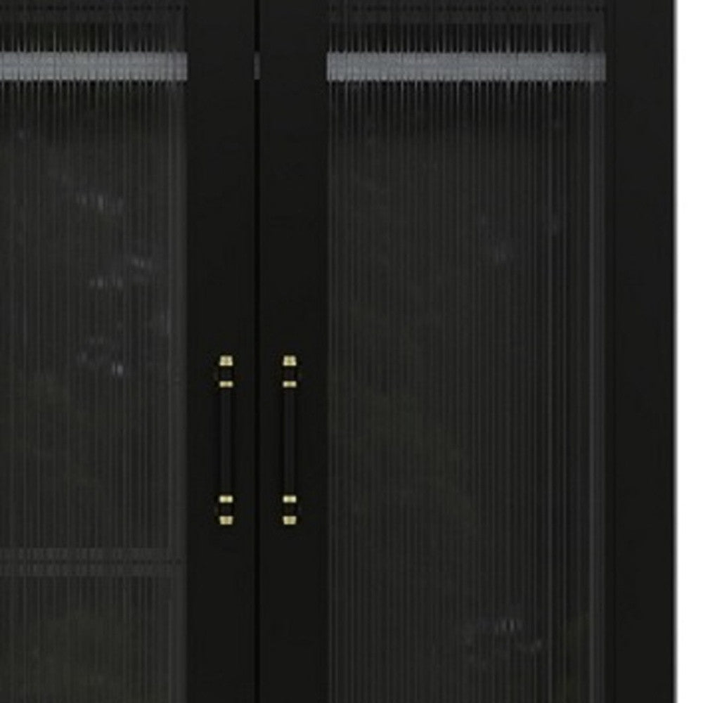 71" Black Wood Two Door Two Drawer Combo Dresser