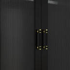 71" Black Wood Two Door Two Drawer Combo Dresser