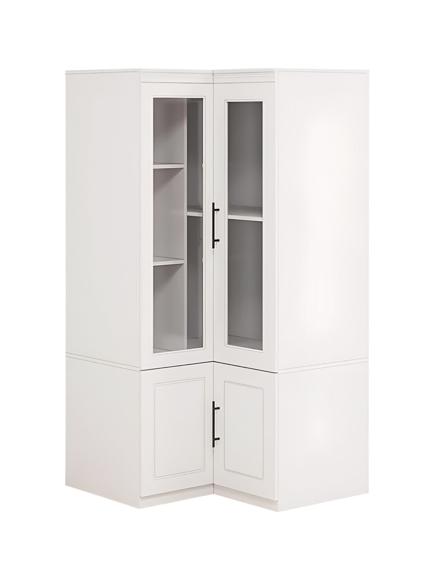 71" White Wood Four Door Corner Combo Dresser