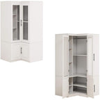 71" White Wood Four Door Corner Combo Dresser