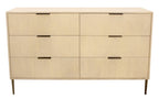 56" Natural Solid Wood Six Drawer Dresser
