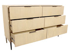 56" Natural Solid Wood Six Drawer Dresser
