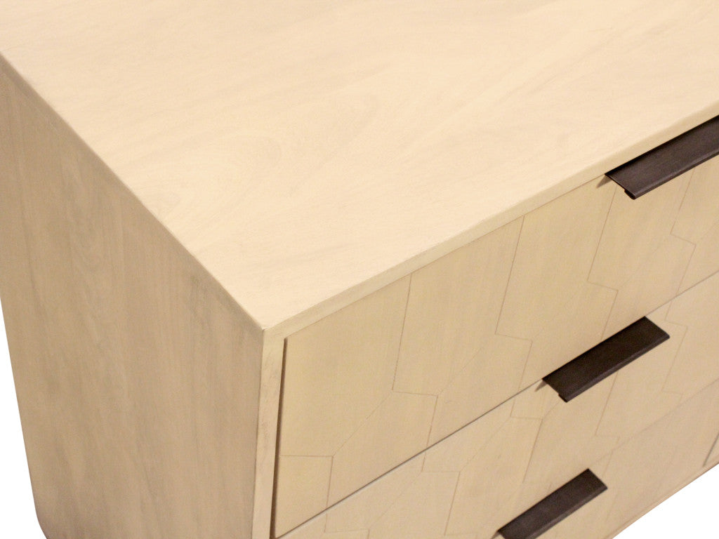 56" Natural Solid Wood Six Drawer Dresser