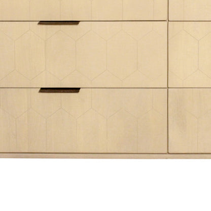 56" Natural Solid Wood Six Drawer Dresser