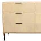 56" Natural Solid Wood Six Drawer Dresser