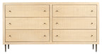 68" Natural Solid Wood Six Drawer Dresser