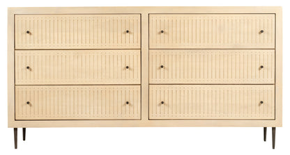 68" Natural Solid Wood Six Drawer Dresser