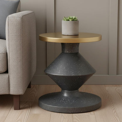 21" Gold Iron Pedestal End Table